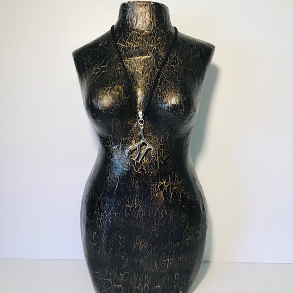 Deer Antlers Necklace Silver Black Velvet Choker Womens Jewellery NWT - Picture 2 of 4